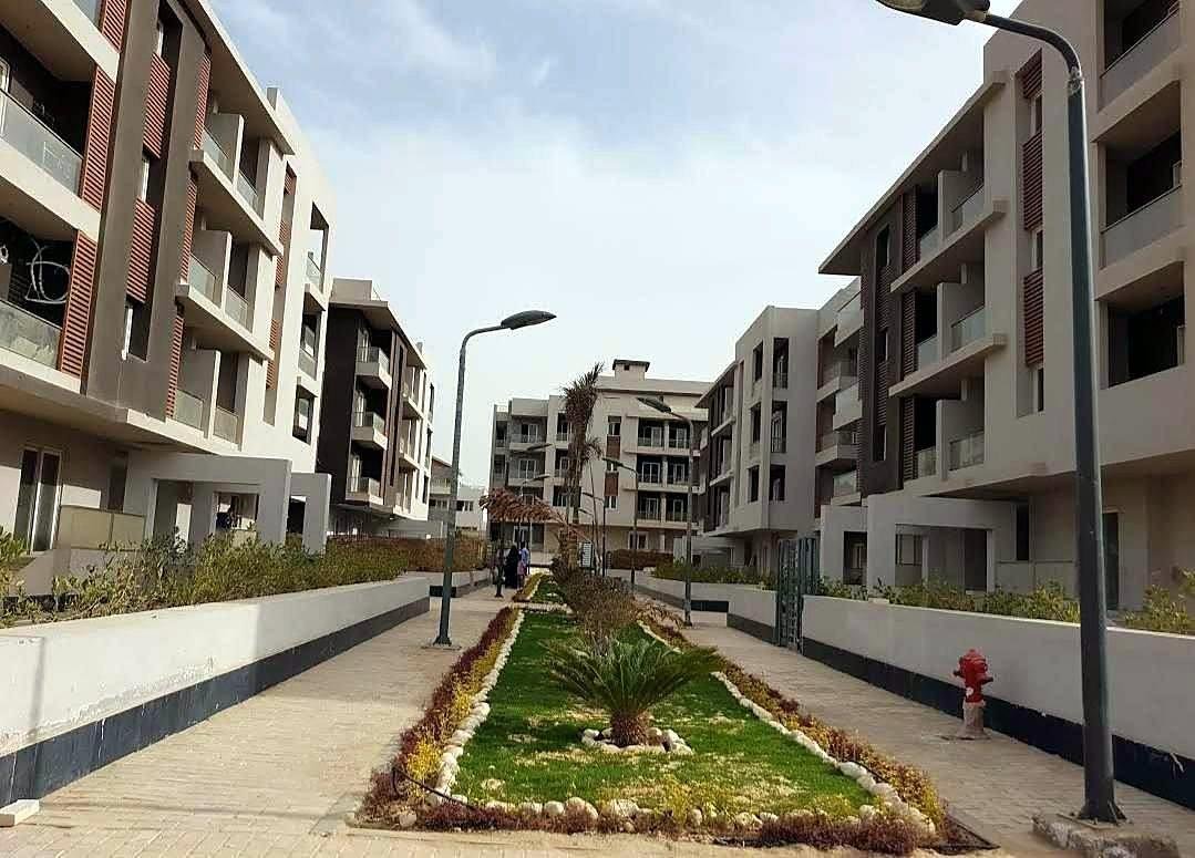 Planted garden strip between buildings at Zayed Dunes